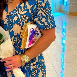 Knox Rose teal/tan  two-teared wrap dress